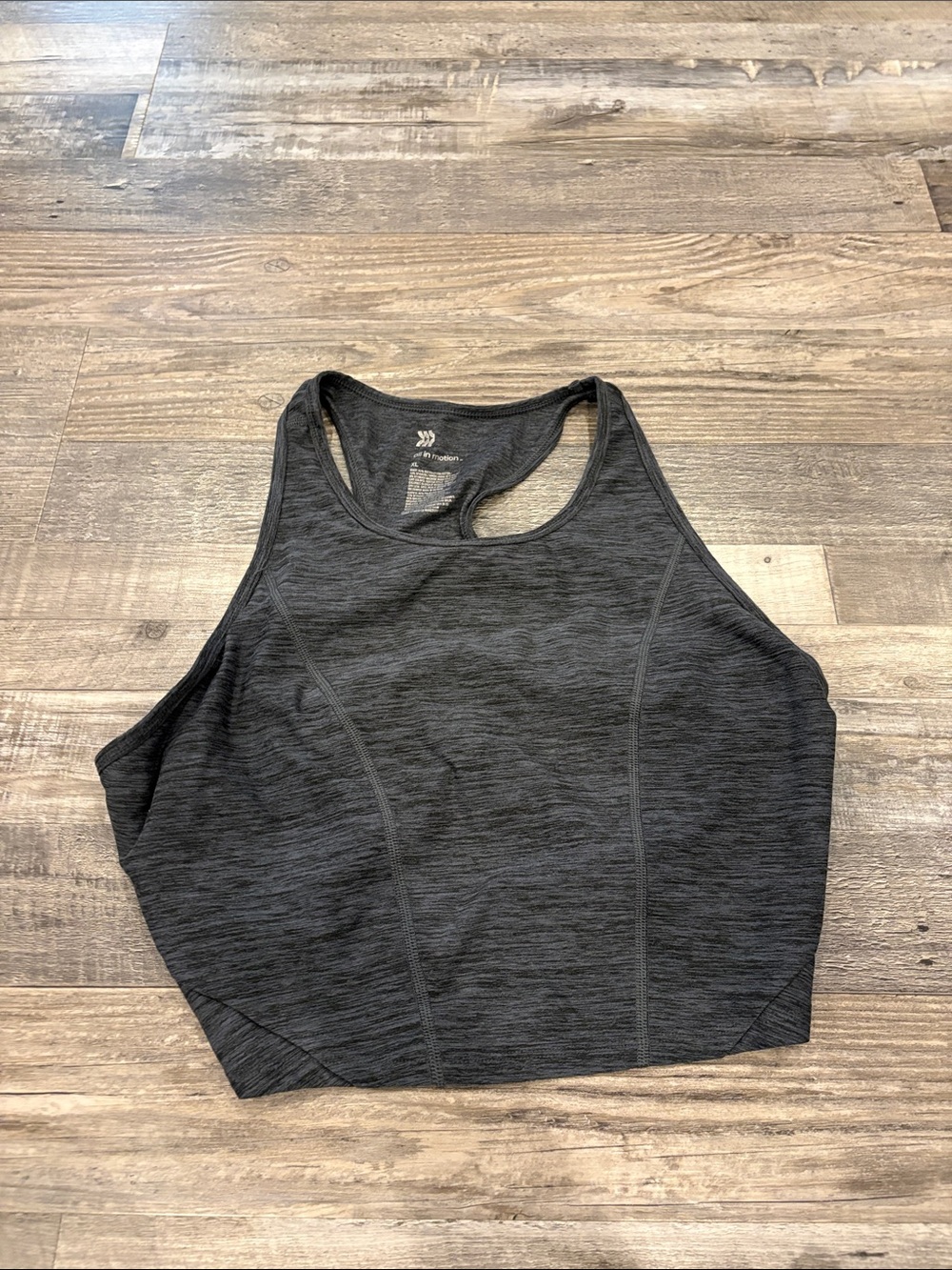 all in motion Charcoal Racerback Crop Tank